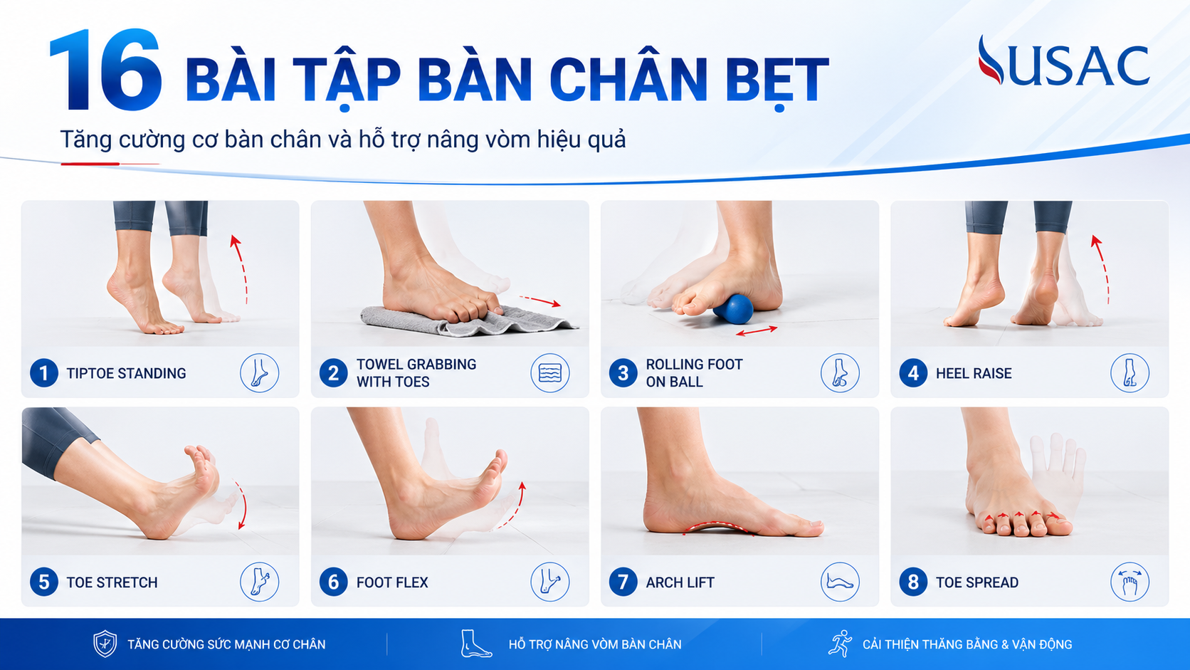 16 bài tập bàn chân bẹt