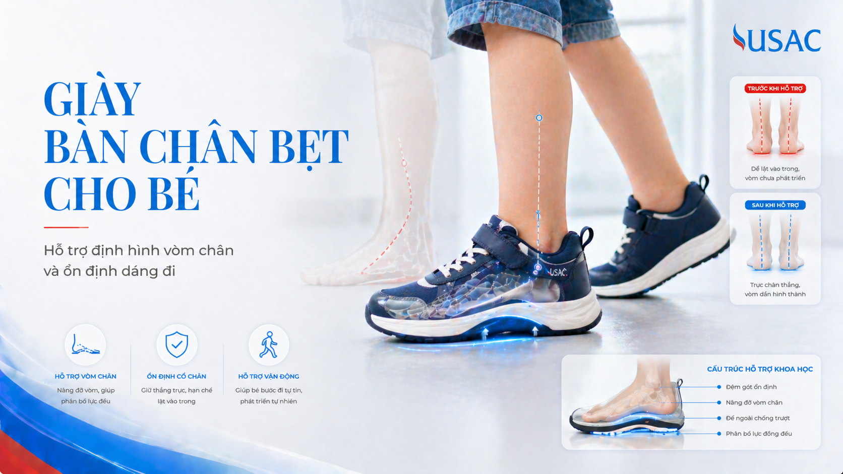 Giày Bàn Chân Bẹt Cho Bé