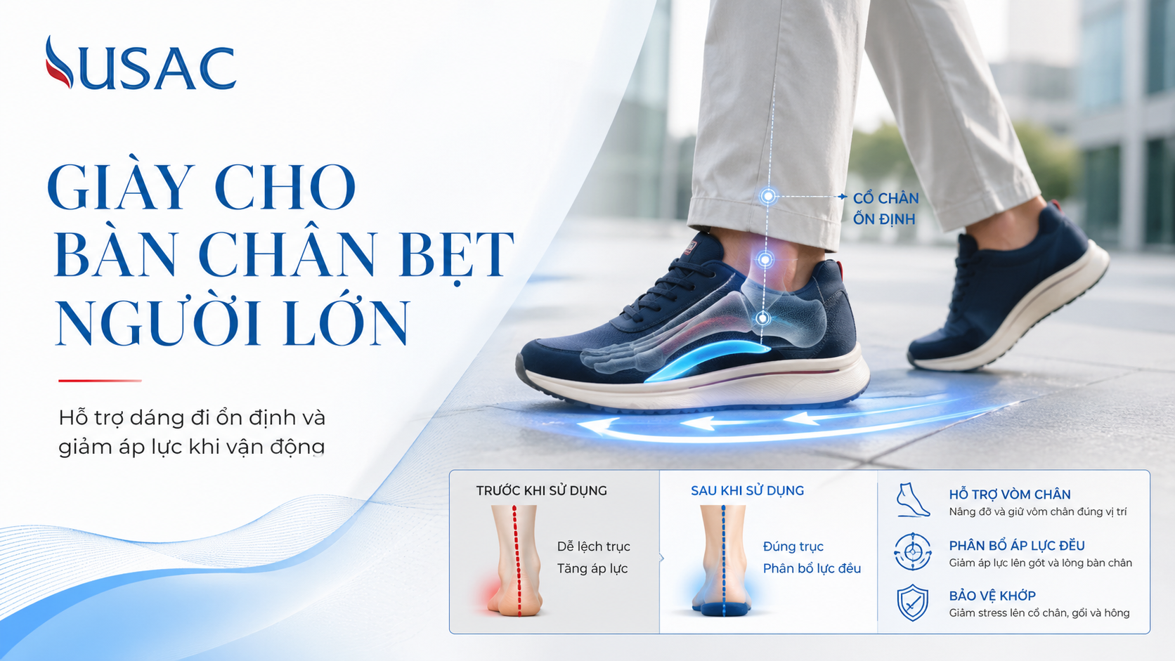 Giày cho bàn chân bẹt người lớn